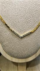Synthetic Cubic Zirconia Stone Necklace Yellow Gold Electroplate 7.06g